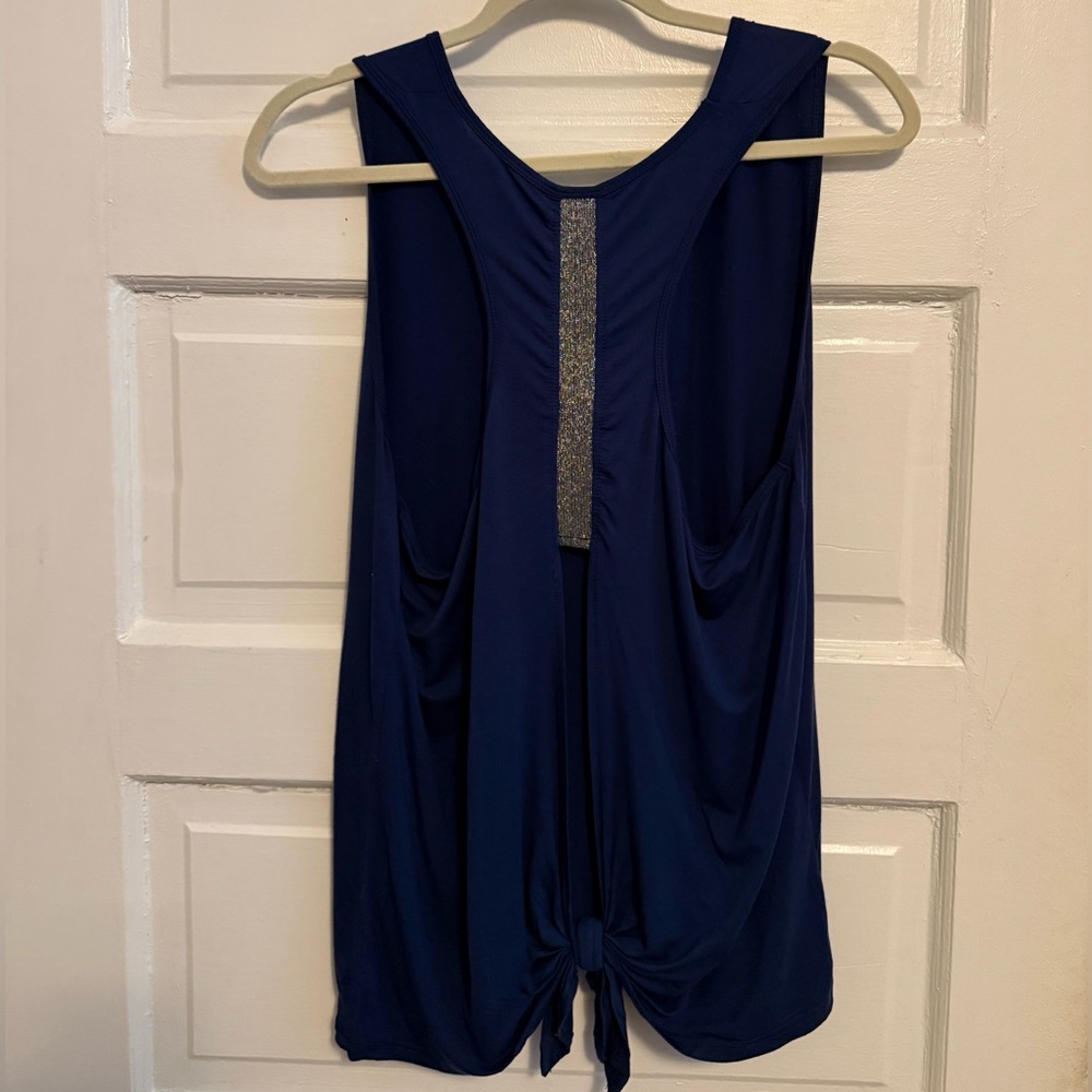 Navy Blue Sleeveless Racerback Workout Tank